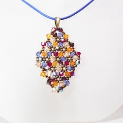 Pendant 40cm - Malvina Rhombus M-Lavender Leather - Pendant 40cm - Laiton bronze